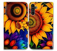 Bcov Galaxy A13 5G Case,Yellow Sunflower Leather Flip Phone Case Wallet Cover with Card Slot Holder Kickstand for Samsung Galaxy A13 5G