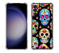 Bcov Galaxy A55 5G Case,Sugar Skulls Flowers Drop Protection Shockproof Case TPU Full Body Protective Scratch-Resistant Cover for Samsung Galaxy A55 5G