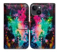 Bcov iPhone 15 Case,Colorful Universe Sky Leather Flip Phone Case Wallet Cover with Card Slot Holder Kickstand For iPhone 15