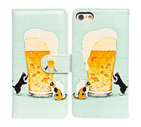 Bcov iPhone SE 2022/2020/3rd Gen Case, Cat Beer Glass Leather Flip Wallet Cover With Card Slot and Kickstand for 4.7" iPhone SE/8/7