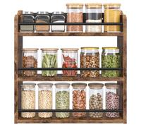 BCOZLUX Spice Rack Wall Mounted, Wood 3 Tier Spice Rack for Countertop, Vertical Spice Organizer for Spice Jars and Seasonings, Hanging Spice Shelf for Kitchen Cabinet, or Pantry, Rustic Brown