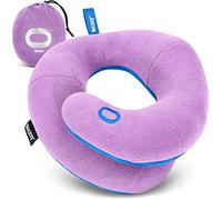 BCOZZY Kids Chin Supporting Travel Pillow for Ages 8-12- Patented Soft Neck Pillow for Head and Chin Support in Car Seat and Airplane. Comfortable Travel Essential. Medium Size, Bag, Light Purple