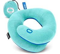 BCOZZY Kids Chin Supporting Travel Pillow for Ages 8-12- Patented Soft Neck Pillow for Head and Chin Support in Car Seat and Airplane. Comfortable Travel Essential. Medium Size, Bag, Light Blue