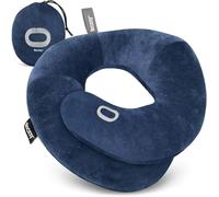 BCOZZY Organic Cotton Double Support Neck Pillow for Travel - 3 Ergonomic Positions for Head, Neck, and Chin Comfort - Ideal for Sleeping Upright on Flights, Cars, and at Home - Large, Navy