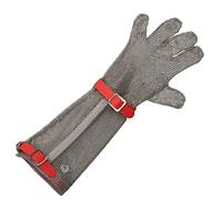 BCPPO Anti Cutting Gloves Metal Cut Resistant Gloves, chef butcher safety work chainmail gloves, Arm protection gloves with plastic wrist straps (Color : Arm length 19cm, Size : 1PCS/XXL)