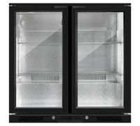 BCPR2H Commercial Double Hinged Door Back Bar Fridge 180 Bottle Undercounter Black 13A Plug-in