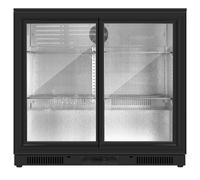 BCPR2S Commercial Double Sliding Door Back Bar Bottle Cooler Undercounter Black 13A Plug-in