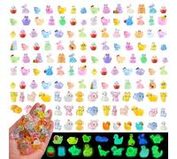 BCQTD 150PCS Mini Luminous Resin Animals,Over 20 styles Tiny Animals Miniature Little Small Resin Animal Figures Bulk Glow in the Darkfor Garden Landscape Dollhouse Decor DIY Craft(Random style)