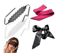 BCQTD 4PCS Blindfold,2 Pcs Silk Satin Blindfold and 2PCS Lace eye mask,Eye mask for Sleeping,Sexy Eye Covers for Adult Sleeping Games, Couples, Sleep Mask for Valentine Gift (Black Red White)