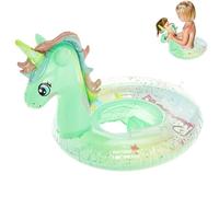 BCQTD Baby Swimming Float with Safety Seat, Unicorn Inflatable toddler pool float Swimming Ring with Double Handle, Toddler Waist Baby Pool Float Ring for 1-5 Years Kids (Green)