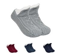 BCQTD Fluffy Slipper Socks Women Men,Thick Cosy Non Slip Winter Sock,Warm Bed Socks with Grippers,Ladies Girls Women Men Gift for Christmas,House Indoor Home (Grey)