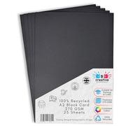 BCreativetolearn A2 Black Card 42 x 59.4 cm 270gsm 25 Sheets - Thick Recycled Card for Arts, Crafts, Displays & Printing
