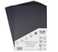 BCreativetolearn A2 Black Card 42 x 59.4 cm 270gsm 50 Sheets - Thick Recycled Card for Arts, Crafts, Displays & Printing