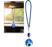 BCS Blue Evil Eye Charm Small Car Hanging Ornament Rearview Mirror Accessories Glass Nazar Beads Good Luck & Protection Amulet Turkish Greek Pendant Ojo Turco Para Carro Decor for Home, Office, Door