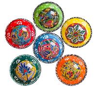 BCS Ceramic Pinch Bowls Set of 6, Small Bowls for Dipping - Cooking Prep & Charcuterie Board Bowls, Soy Sauce Dish, Handmade Multicolor Decorative Serving Dishes (3.2'' - 3 oz)