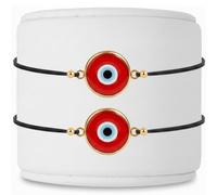 BCS Evil Eye Bracelets Adjustable Black String Amulet for Women Men Authentic Turkish Handmade Glass Bead Good Luck Protection Charm One Size Fits All - Persimmon (2 Pieces)