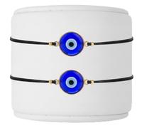 BCS Evil Eye Bracelets Adjustable Black String Amulet for Women Men Authentic Turkish Handmade Glass Bead Good Luck Protection Charm One Size Fits All - Blue (2 Pieces), One Size, Glass, no gemstone