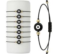 BCS Evil Eye Bracelets Adjustable String Amulet for Women Men Authentic Turkish Handmade Glass Bead Good Luck Protection Charm One Size Fits All (8 Pieces), One Size, Glass, no gemstone