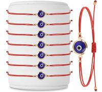 BCS Evil Eye Bracelets Adjustable String Amulet for Women Men Authentic Turkish Handmade Glass Bead Good Luck Protection Charm One Size Fits All (8 Pieces), One Size, Glass, no gemstone