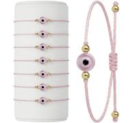 BCS Evil Eye Bracelets Adjustable String Amulet for Women Men Authentic Turkish Handmade Glass Bead Good Luck Protection Charm One Size Fits All (8 Pieces), One Size, Glass, no gemstone
