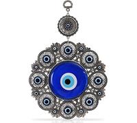 BCS X-Large Evil Eye Wall Decor 6.7'' Metal - Glass Turkish Greek Nazar Amulet Good Luck & Protection Charm - Handmade Hanging Ornament for Home,Office, Door - Ojo Turco