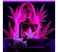 Bcsewcg Blacklight Tapestry, Women Sexy Red Tapestry, Blacklight Art Tapestry Wall Hanging, Uv Glow in the Dark Hot Girl Poster for Adults Room Bedroom Dorm Wall Decor