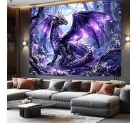 Bcsewcg Purple Dragon Tapestry, Medieval Fantasy Animal Wall Art, 30x40in to 90x70in, Living Room Decor