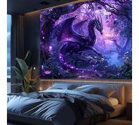 Bcsewcg Purple Dragon Tapestry, Medieval Fantasy Animals Cool Dragon Tapestry Wall Hanging for Man, Psychedelic Forest Tapestries for Bedroom Living Room Dorm, 80Wx60L