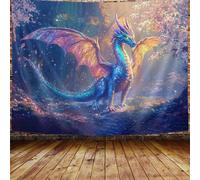 Bcsewcg Trippy Dragon Tapestry - Magic Forest Colorful Wall Hanging for Bedroom Aesthetic, Medieval Fantasy Animals Cool Decor for Men, Boys, Living Room Dorm