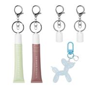 Bcsgj Keychain Cap for Summer Fridays 0.5 oz & LANGIGE 0.35 oz, Lip Gloss Keychain for Women & Moms, No Lip Gloss Included (3 Pack), White, Default