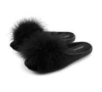 BCTEX COLL Women's Cozy Velvet Memory Foam House Slipper, Ladies Fuzzy Bedroom Slipper Non-slip Sole, Black, 11-12