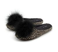 BCTEX COLL Women's Cozy Velvet Memory Foam House Slipper, Ladies Fuzzy Bedroom Slipper Non-slip Sole, Leopard, 7-8