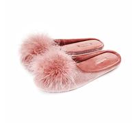 BCTEX COLL Women's Cozy Velvet Memory Foam House Slipper, Ladies Fuzzy Bedroom Slipper Non-slip Sole, Pink, 11-12