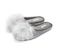 BCTEX COLL Women's Cozy Velvet Memory Foam House Slipper, Ladies Fuzzy Bedroom Slipper Non-slip Sole, Sliver Grey, 9-10