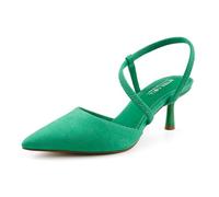 BCTEX COLL Women's Slingback Kitten Low Heel Pumps Closed Toe Pointed Toe Party Wedding Dress Work Shoes, Green, Black, Nude, Glitter Silver, Green, 6 UK