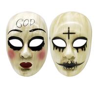 BCTHLBF 2pcs Face Movie Mask, Scary Horror Cross and God Face Masks for Masquerade Mardi Gras Party Cosplay Props Movie Costume