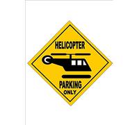 BCTS Helicopter Parking Novelty Sign Fun Design Metal Sign Office Pub Wall Plaque Funny Metal Sign Crossing Traffic Novelty Square Sign 12x12 inch