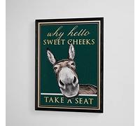 BCTS Hello Sweet Cheeks Take A Seat Donkey Bathroom Optional Framing Express Delivery Metal Sign Poster 8X12 inches