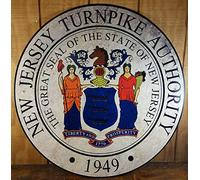 BCTS New Jersey Turnpike Authority Great Seal Of Nj Liberty Prosperity Metal Sign Funny Metal Sign Crossing Traffic Novelty Square Sign 12x12 inch