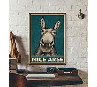 BCTS Nice Arse Poster Donkey Poster Donkey Donkey Lover Gift Wall Art Bathroom Decor Home Decor Metal Signs Poster 12X16 inch