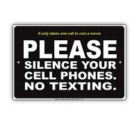 BCTS Please Silence Your Cell Phones No Texting Church Classroom Funny Metal Sign Outdoor Metal Sign Plaque 12X16 inches
