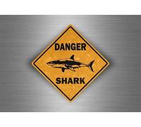 BCTS Shark Danger Surf Surfer Shark Funny Metal Sign Crossing Traffic Novelty Square Sign 12x12 inch