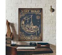 BCTS Stay Wild Moon Child Yoga Prints Poster Wall Art Decor Metal Sign Poster 8x12 inches