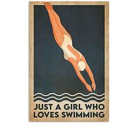 BCTS Swimmer Just A Girl Who Loves Swimming In Framed And Poster Funny Decor Metal Sign 12x16 inch