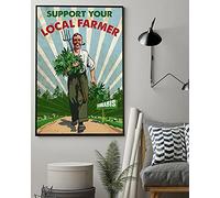 BCTS Weed Support Your Local Farmer Poster Weed Poster Cannabis Gardening Poster Funny Decor Metal Sign 12x16 inch