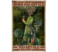BCTS You Don'T Stop Gardening When You Get Old Funny Wine Succulent Plant Poster Funny Decor Metal Sign 12x16 inch