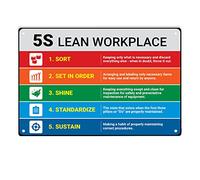 Bctxxa 5S Lean Workplace Landscape Sign Metal Tin Signs for Home/Office/Garages/Restaurants/Bedroom/Cafes Bars Pub/Man Cave Wall Decor Poster SignTin Sign 8X12 Inches