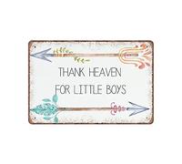 Bctxxa Aluminum Metal Signs Thank Heaven for Little Boys Retro Metal Tin Sign 8X12 inches