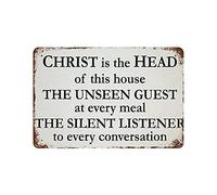 Bctxxa Christ Is The Head Of This House Christian New Home Gift Wall Hanging Sign Rustic Farmhouse Metal Sign Plaque Poster 8X12 Inches