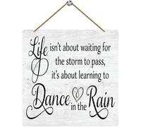 Bctxxa Home Wall Signs Life Isn T About Waiting for the Storm to Pass It's About Learning to Dance in the Rain Hanging,Kitchen Bedroom Home Retro Metal Tin Sign 8X12 inches
